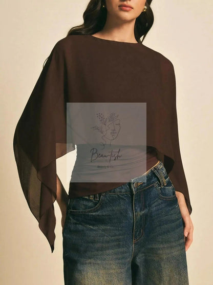 Cape Sleeve Chiffon Top