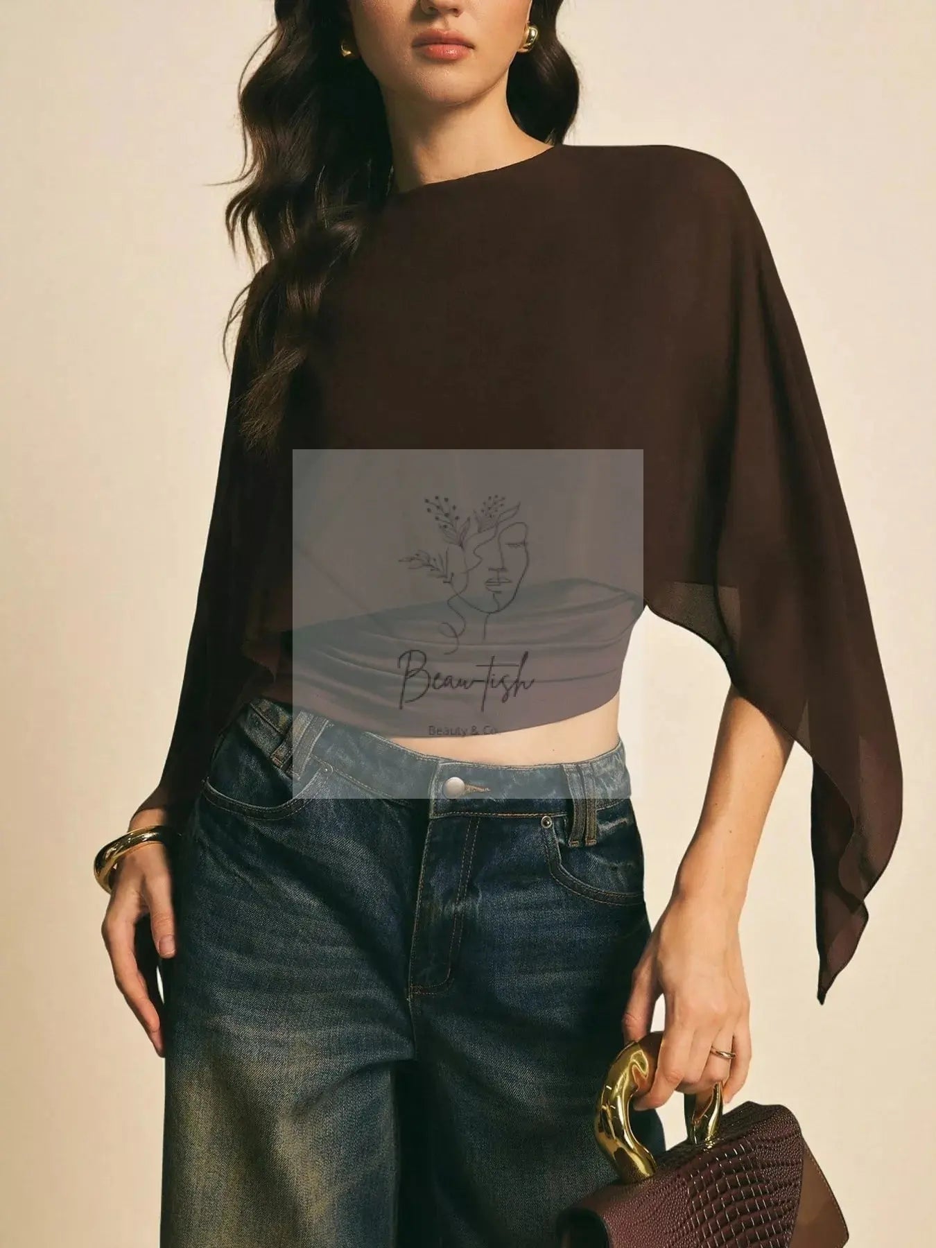 Cape Sleeve Chiffon Top