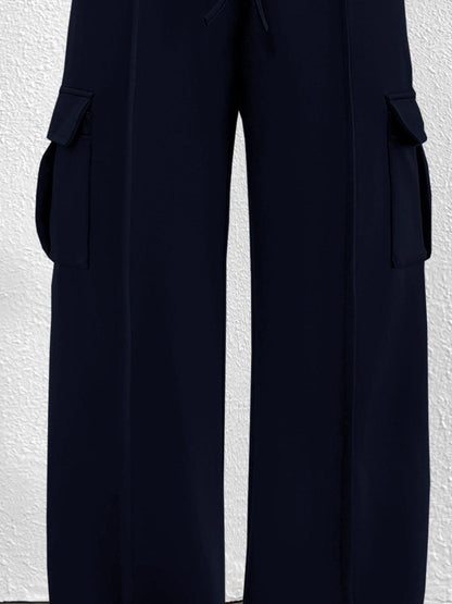 Casual High Waist Cargo Pants with Drawstring