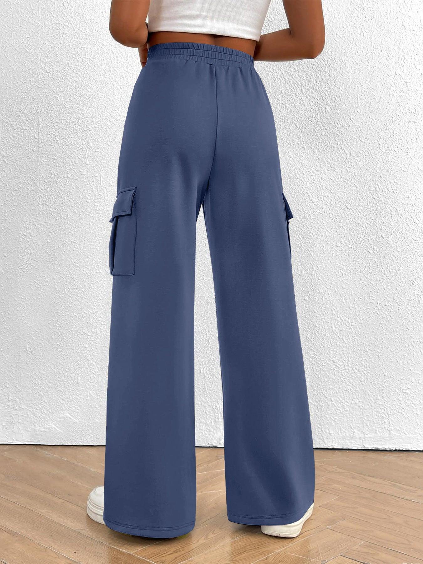 Casual High Waist Cargo Pants with Drawstring