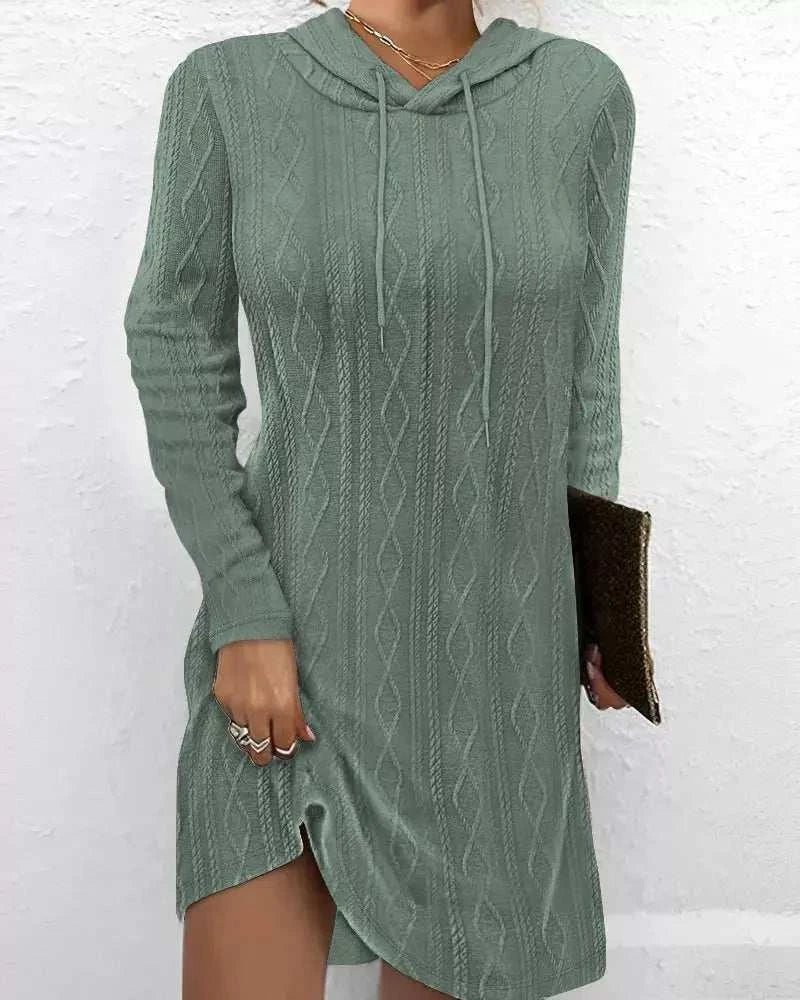Casual Long Sleeve Hooded Knit Dress