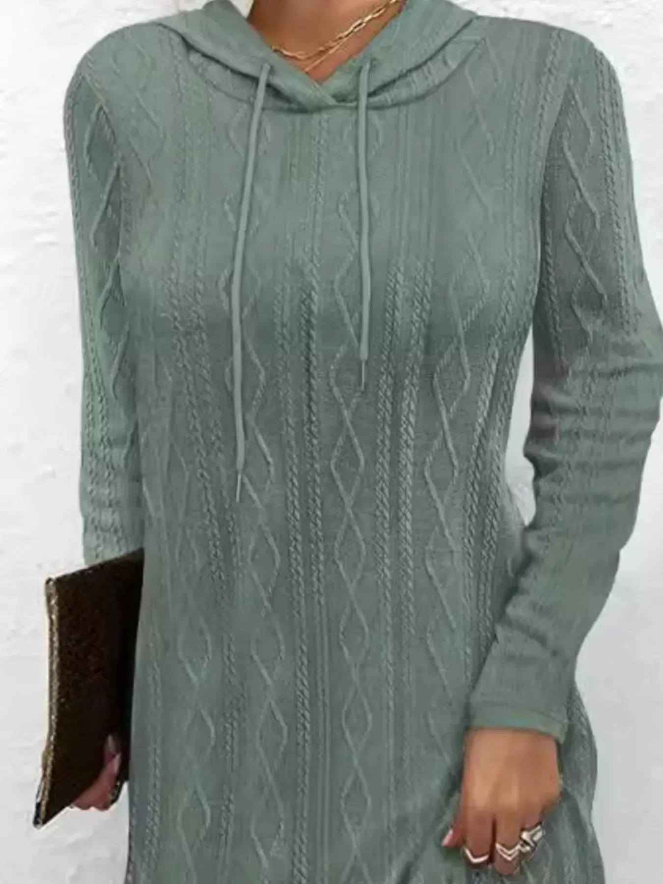 Casual Long Sleeve Hooded Knit Dress