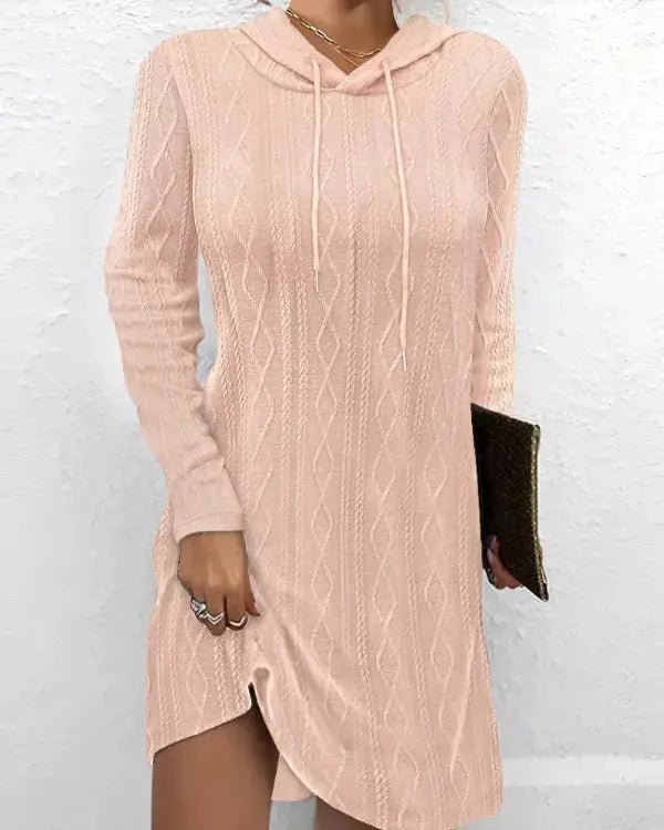 Casual Long Sleeve Hooded Knit Dress