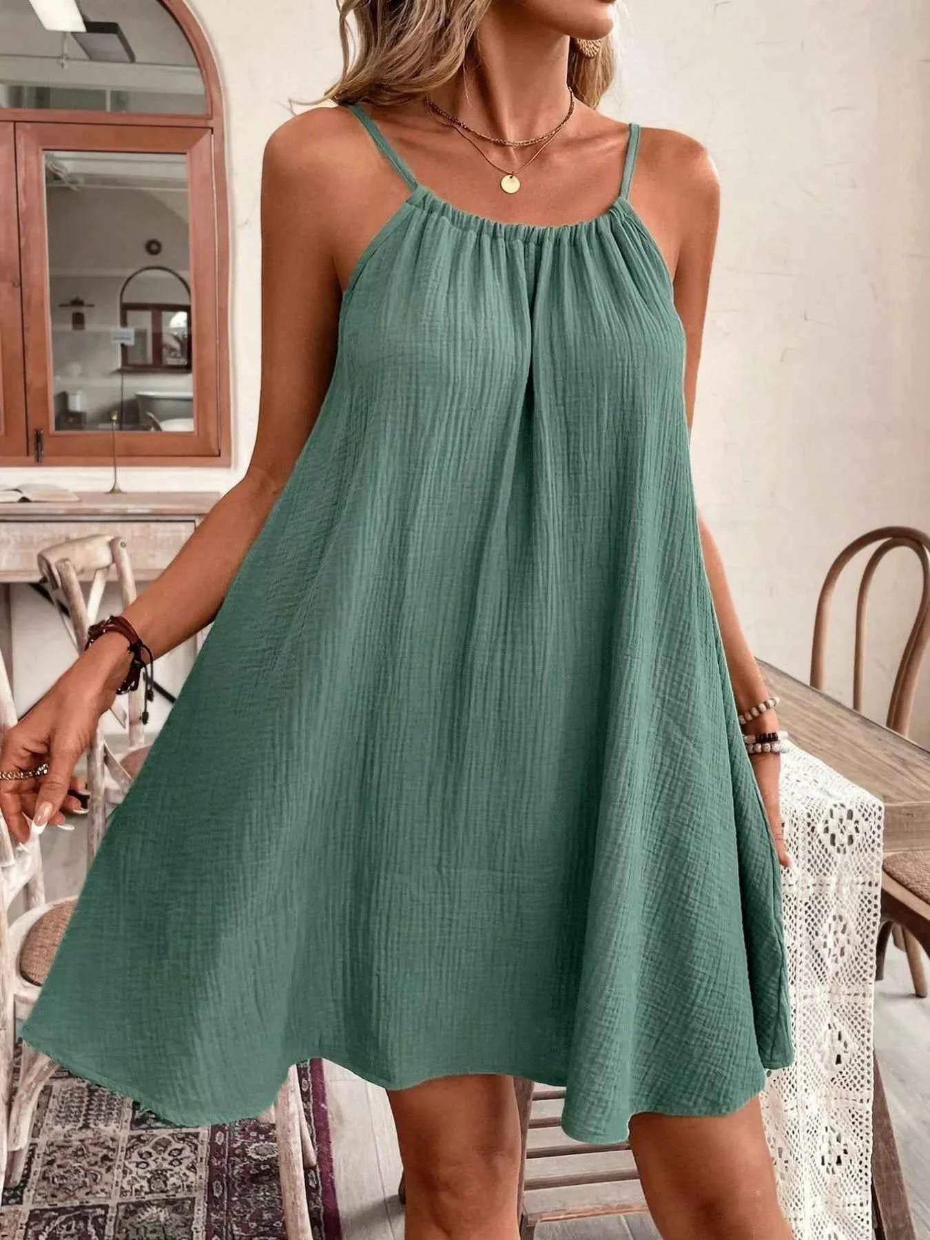 Casual Loose Spaghetti Strap Mini Dress