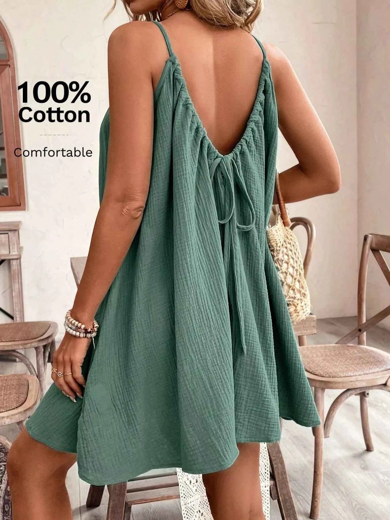 Casual Loose Spaghetti Strap Mini Dress