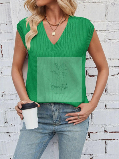 Casual V-Neck Knitted Sweater Vest