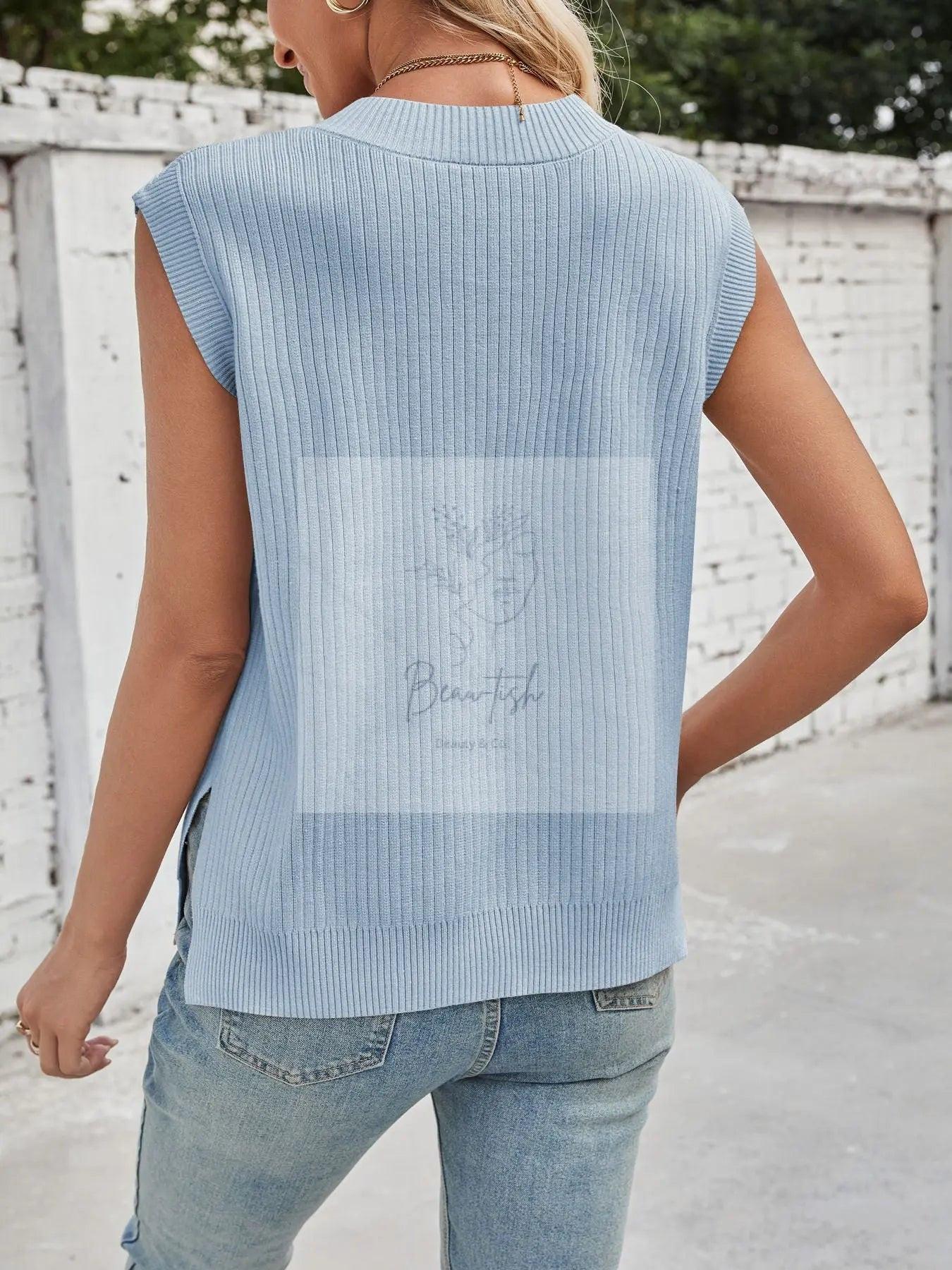 Casual V-Neck Knitted Sweater Vest