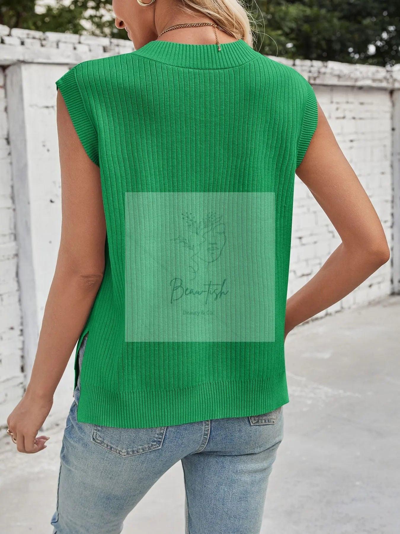 Casual V-Neck Knitted Sweater Vest