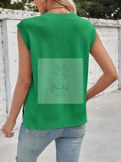 Casual V-Neck Knitted Sweater Vest