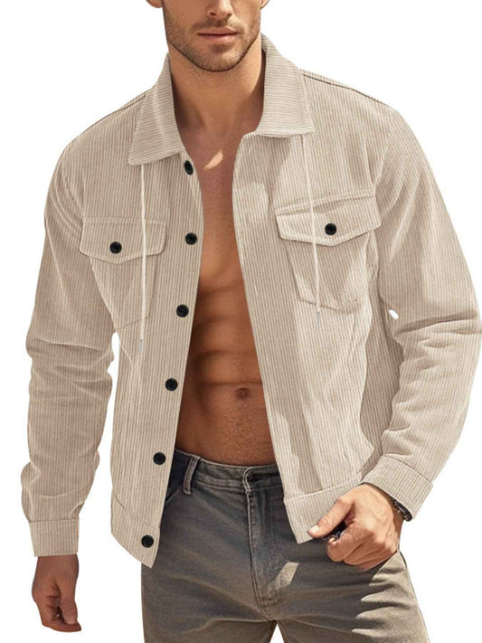 Men's Full Size Corduroy Button Up Casual Jacket Plus Size