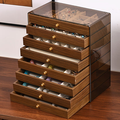 8-Layer Jewellery Box with Velvet Lining & Pull-Out Drawers