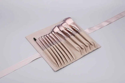 Champagne 11 Pcs Makeup Brush Set - Complete Brush Kit with Travel Case