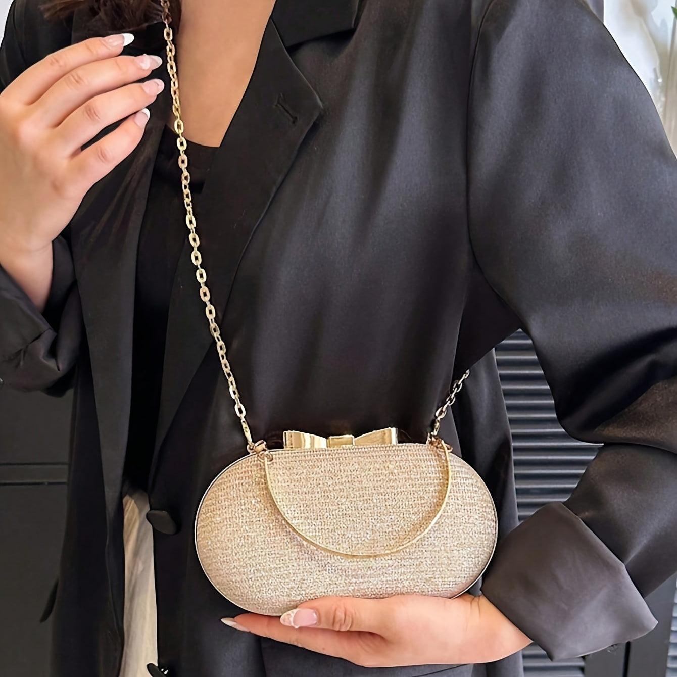 Chic Fashion Miniature Evening Clutch Shiny Metallic Chain