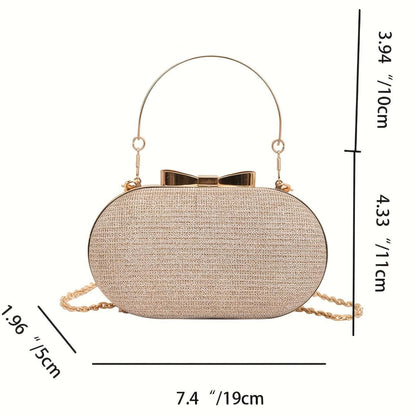 Chic Fashion Miniature Evening Clutch Shiny Metallic Chain