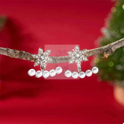 Christmas Snowflake Pearl Earrings