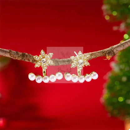 Christmas Snowflake Pearl Earrings