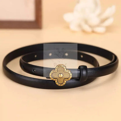 Clover Buckle Leather Belt