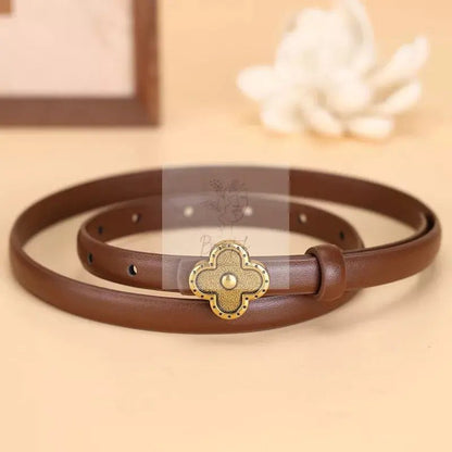 Clover Buckle Leather Belt