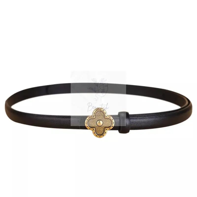 Clover Buckle Leather Belt