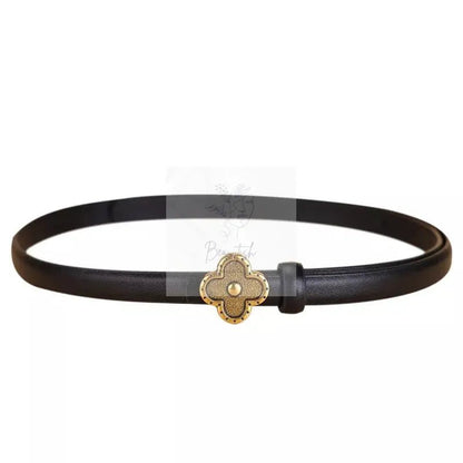 Clover Buckle Leather Belt