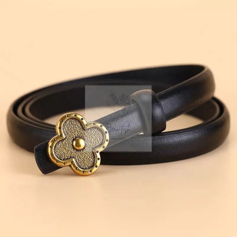 Clover Buckle Leather Belt
