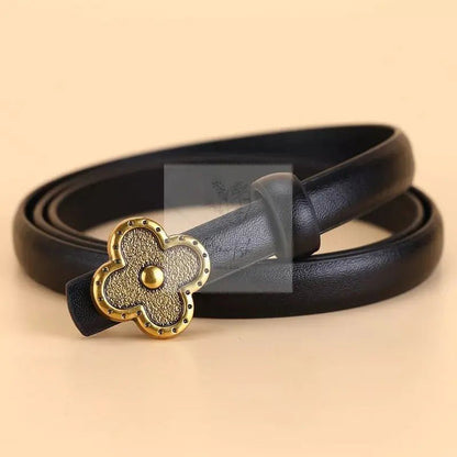 Clover Buckle Leather Belt