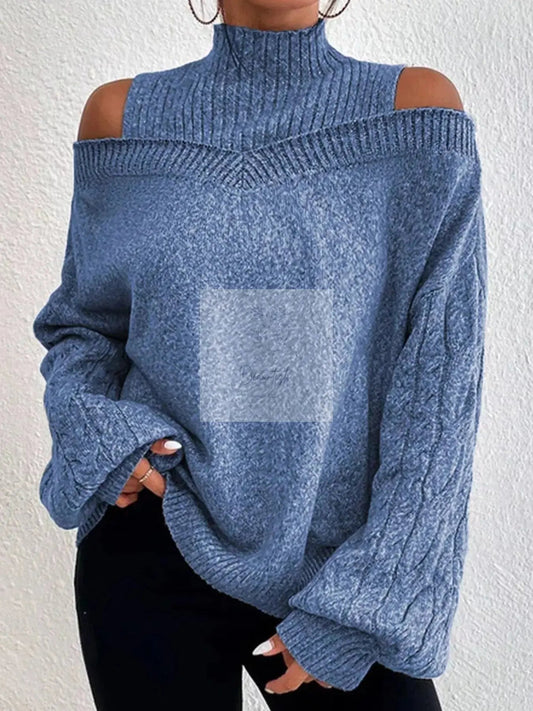 Cold Shoulder Turtleneck Sweater