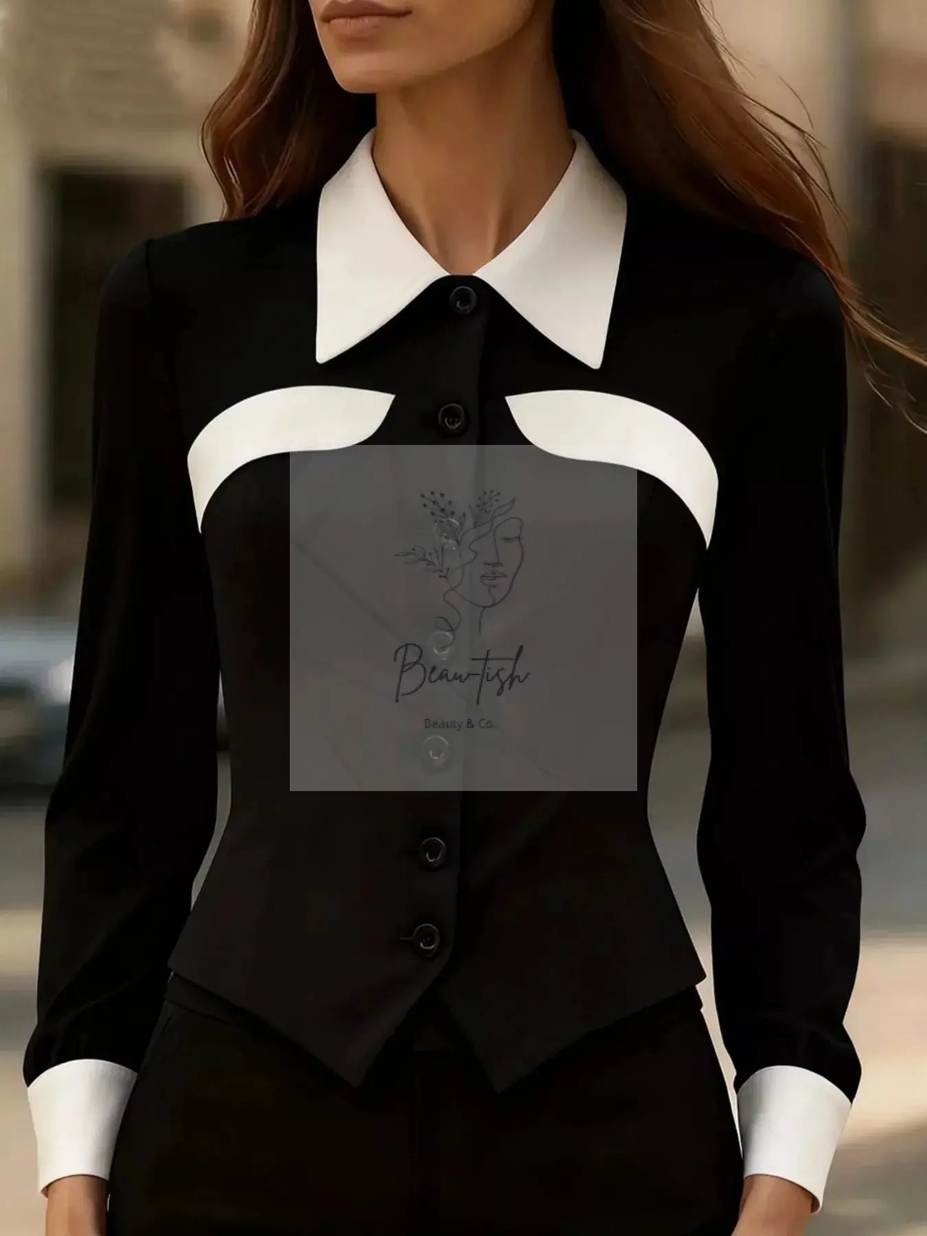 Contrast Button-Down Shirt