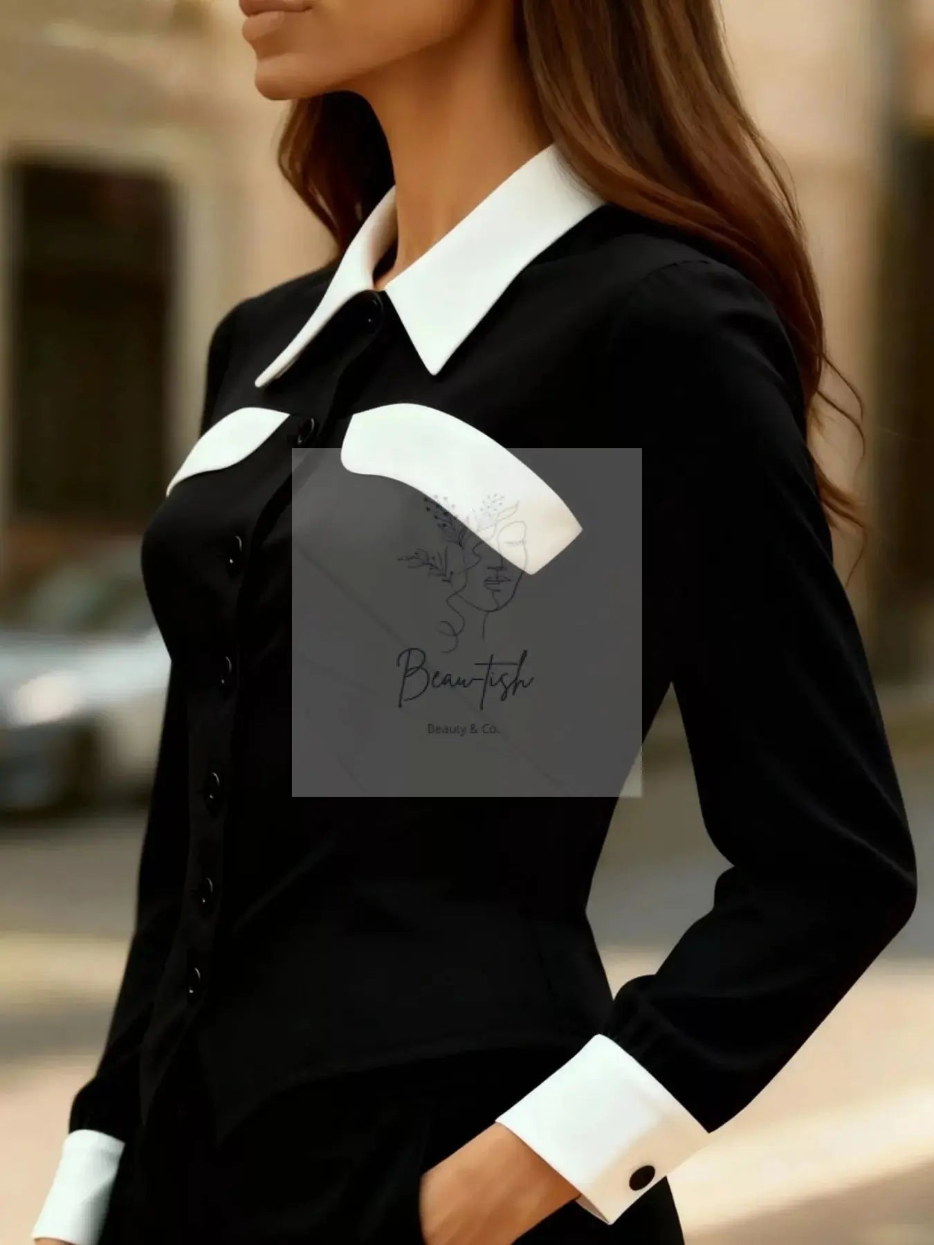 Contrast Button-Down Shirt