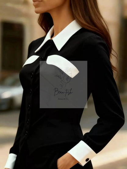 Contrast Button-Down Shirt