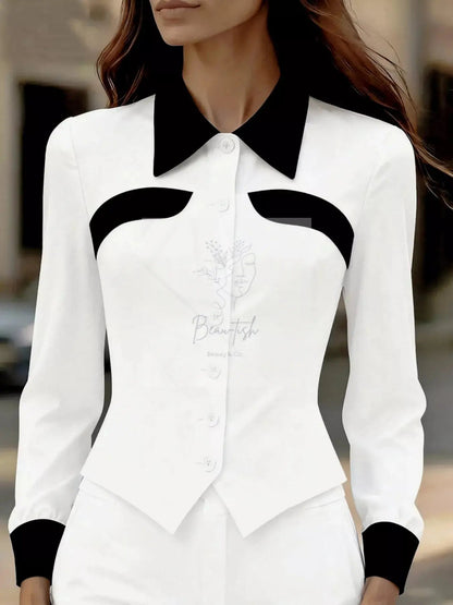 Contrast Button-Down Shirt