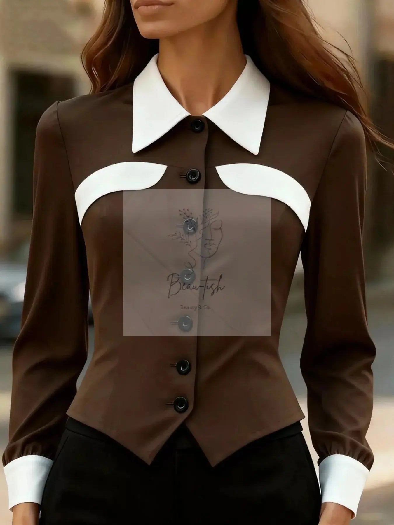Contrast Button-Down Shirt