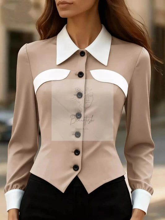 Contrast Button-Down Shirt