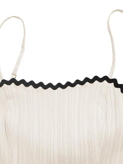 Contrast Trim Tiered Cami Dress