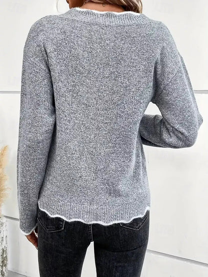 Contrast Trim V-Neck Sweater