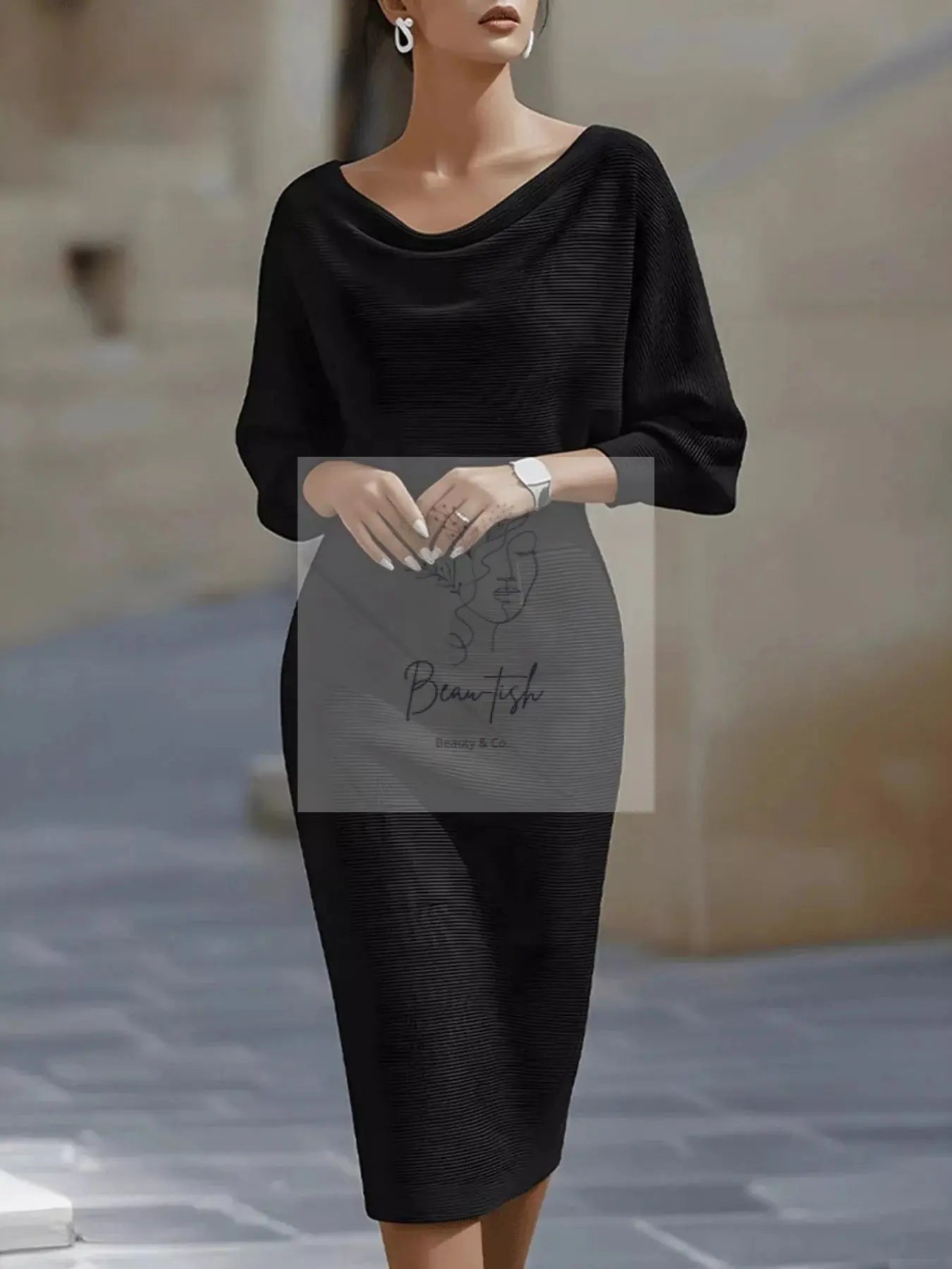 Cowl Neck Knit Bodycon Dress