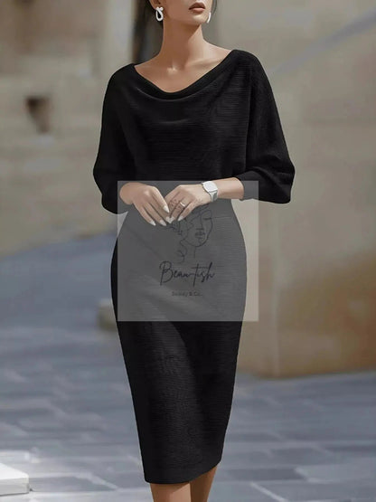 Cowl Neck Knit Bodycon Dress