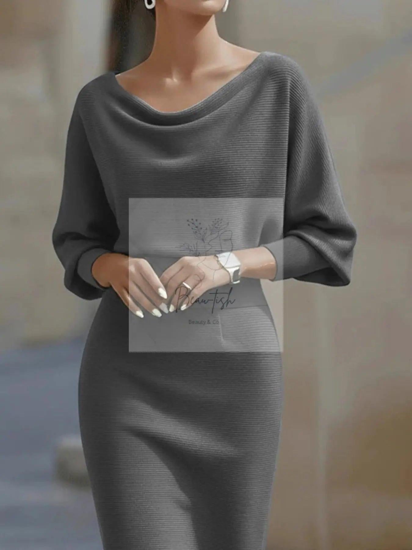 Cowl Neck Knit Bodycon Dress