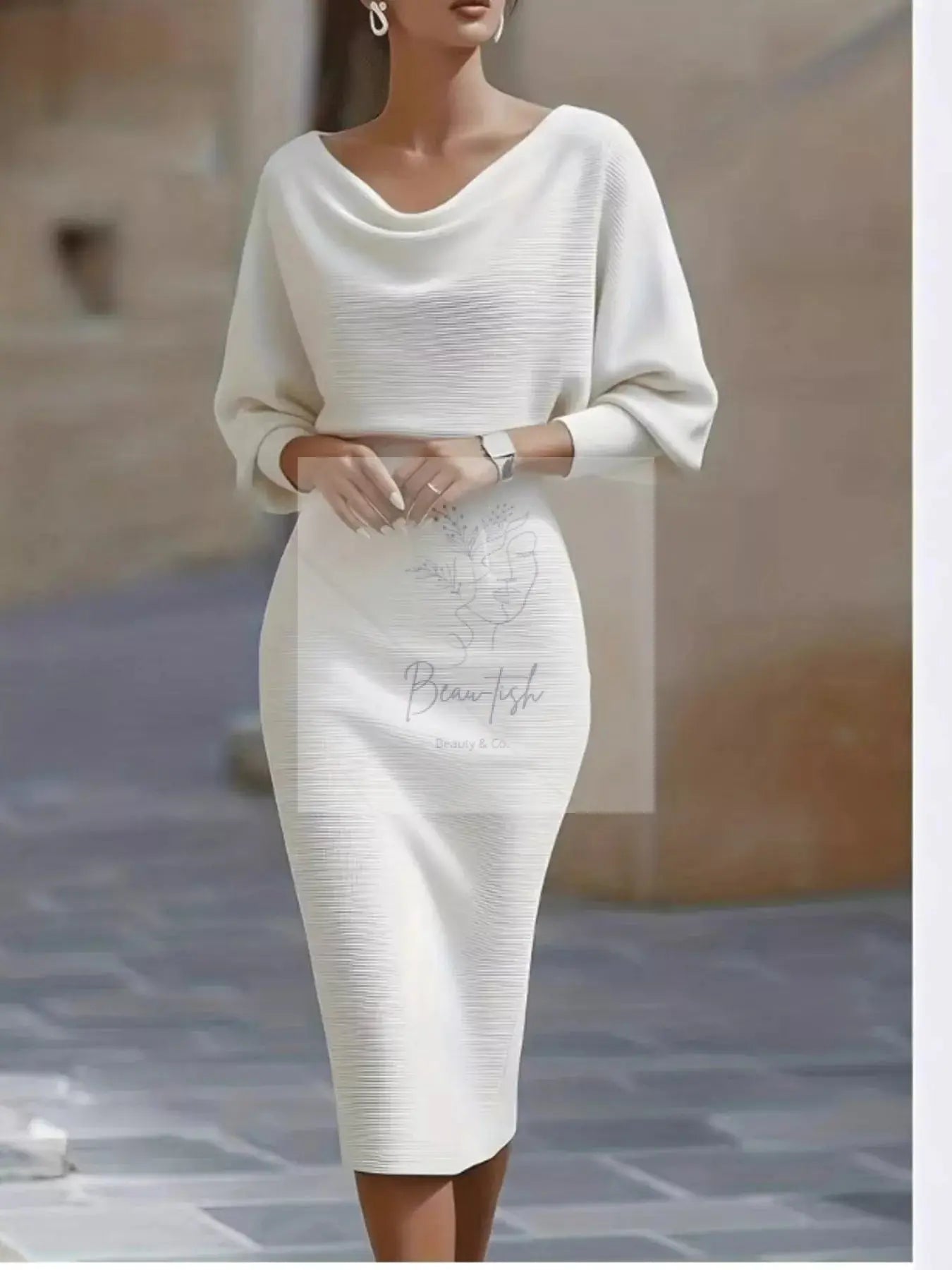 Cowl Neck Knit Bodycon Dress