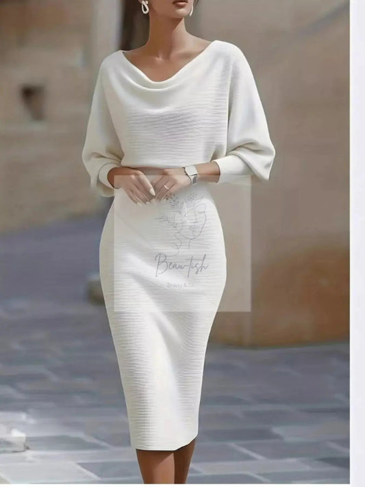 Cowl Neck Knit Bodycon Dress