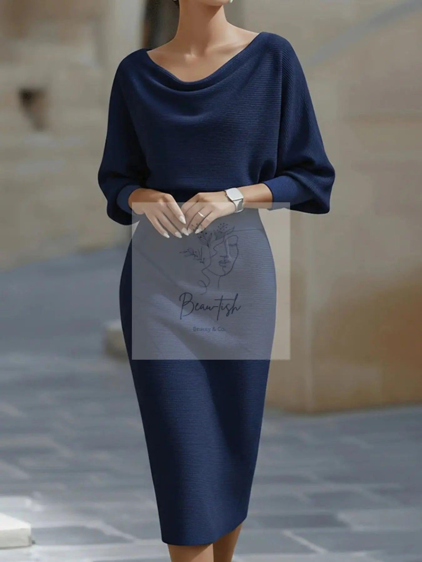 Cowl Neck Knit Bodycon Dress