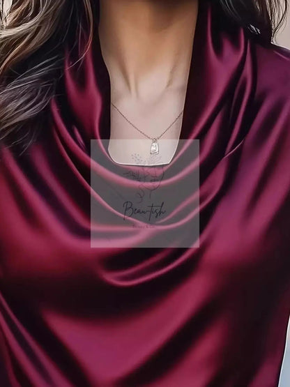 Cowl Neck Satin Blouse