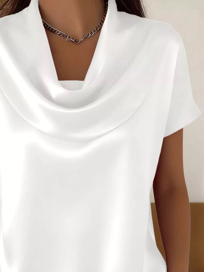 Cowl Neck Short Sleeve Blouse