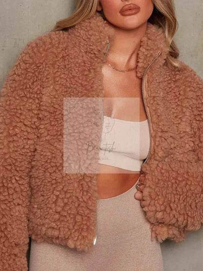 Cozy Zip Up Cropped Sherpa Jacket