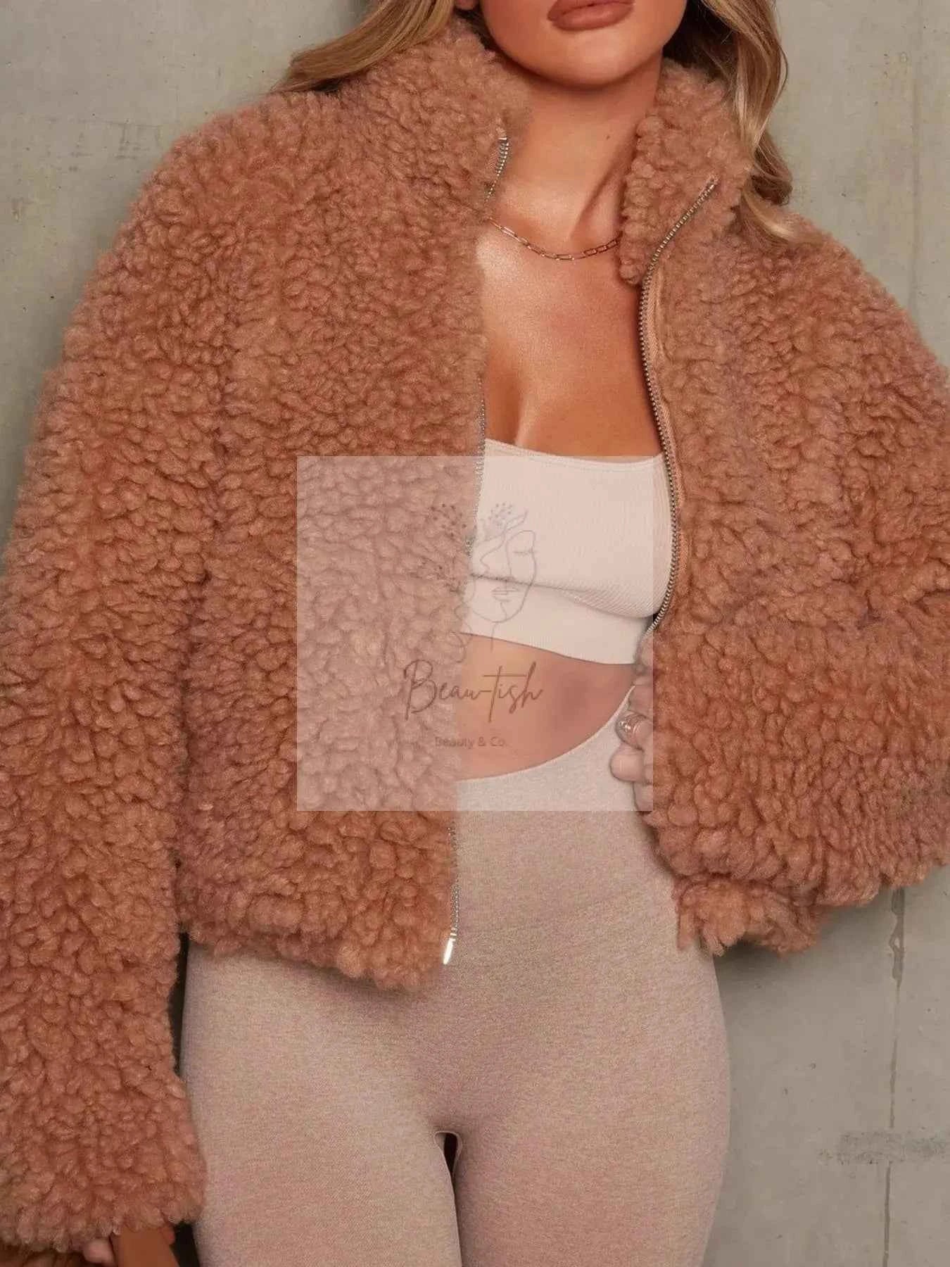 Cozy Zip Up Cropped Sherpa Jacket