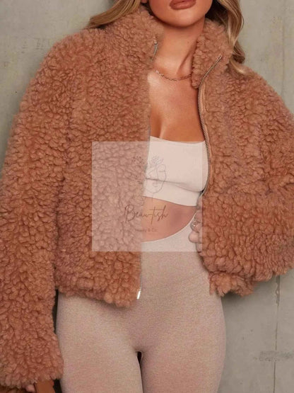 Cozy Zip Up Cropped Sherpa Jacket