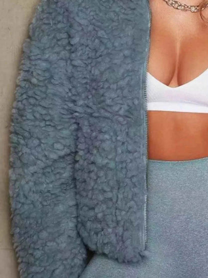 Cozy Zip Up Cropped Sherpa Jacket