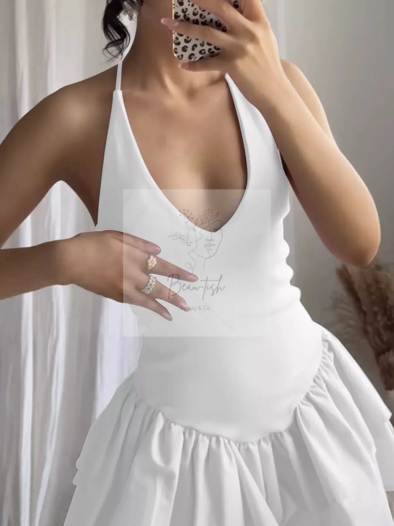 Crisscross Layered Ruffle Hem Mini Dress