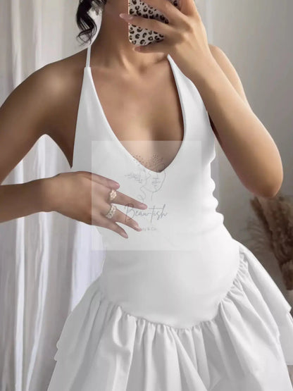 Crisscross Layered Ruffle Hem Mini Dress