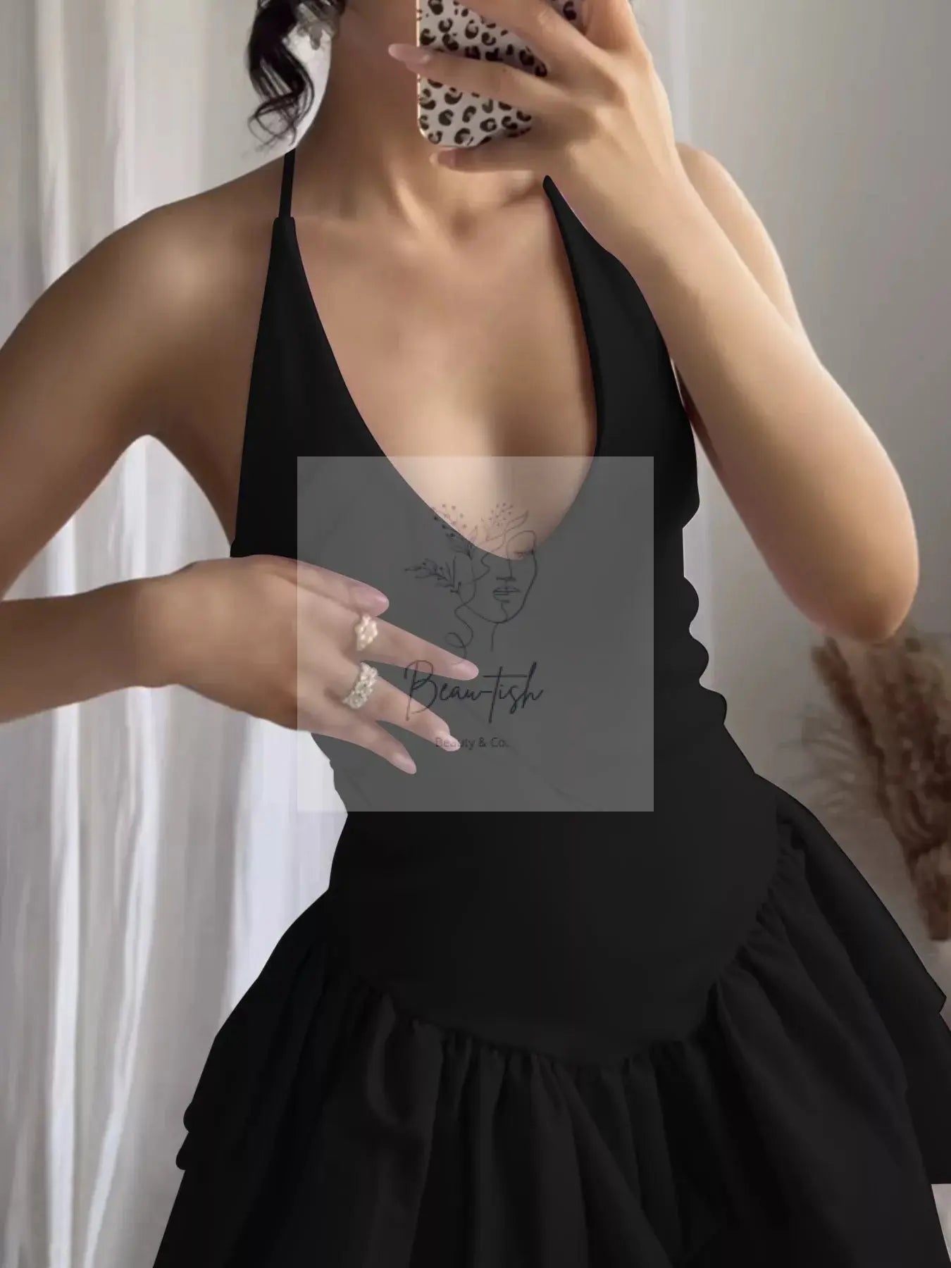 Crisscross Layered Ruffle Hem Mini Dress
